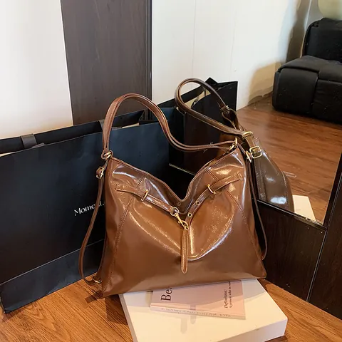 Bolso Tote de Mujer de Gran Capacidad de Cuero PU Bolso de Hombro de Moda Minimalista Bolso Hobo Vintage para Trabajo Diario