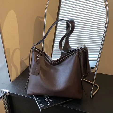 Bolso Tote de Mujer de Gran Capacidad de Cuero PU Bolso de Hombro de Moda Minimalista Bolso Hobo Vintage para Trabajo Diario