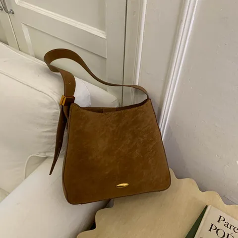 Vintage Frosted Large Capacity Tote Bag For Women PU Leather Minimalist Shoulder Bag Solid Color Office Commute Handbag