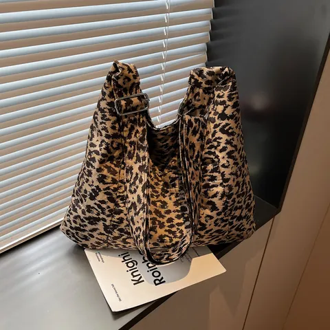 Vintage Leopardenmuster Wildleder Einkaufstasche Für Damen Große Kapazität Schultertasche Casual Pendler Handtasche Herbst Winter