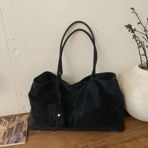 Borsa Tote da Donna Grande Capacità in Pelle PU Opaca Retrò Minimalista Borsa a Tracolla Pendolare Con Piccola Tasca