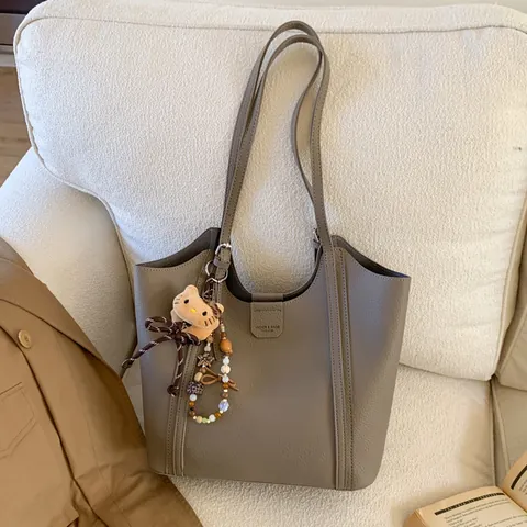 Bolso Tote de Mujer de Piel Sintética con Textura de Lichi de Gran Capacidad Minimalista Bolso de Hombro para el Trabajo Color Sólido Elegante Bolso de Mano