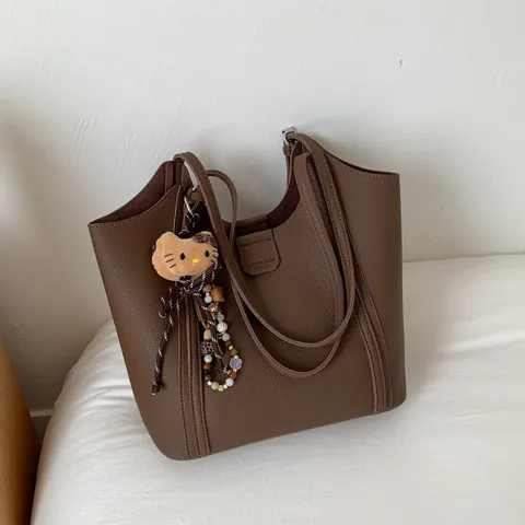 Bolso Tote de Mujer de Piel Sintética con Textura de Lichi de Gran Capacidad Minimalista Bolso de Hombro para el Trabajo Color Sólido Elegante Bolso de Mano
