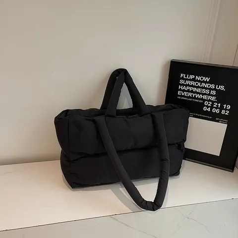 Borsa Tote Trapuntata da Donna Grande Capacità Borsa a Mano Cloud Borsa a Tracolla Imbottita Morbida Borse Pendolari Invernali Casual Tinta Unita