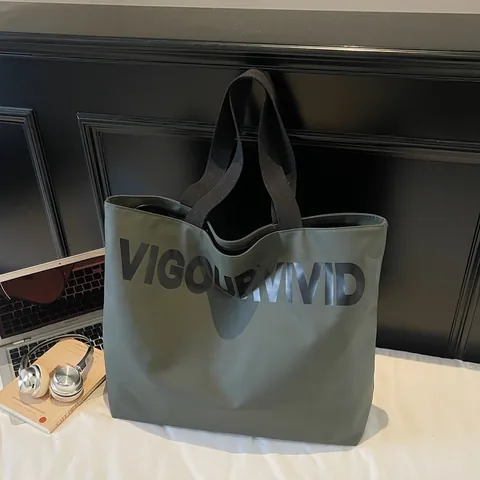 Damen Große Kapazität Tote Tasche Mode Canvas Nylon Minimalistisch Buchstaben-Druck Umhängetasche Für Arbeit Schule Alltag