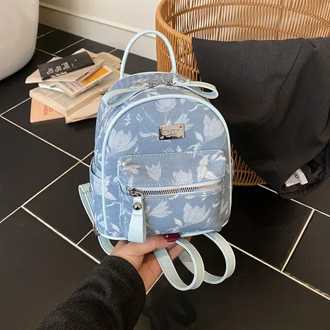 Petit Sac à Dos Femme Mode Imprimé Floral Tulipe en Cuir PU Avec Bretelles Réglables pour Voyage Décontracté Quotidien