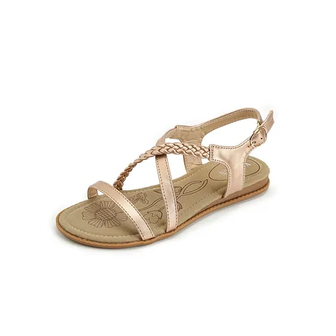 Women Bohemian Flat Sandals Rhinestone Braided Strappy Buckle Summer Beach Shoes Comfortable PU Leather TPR Sole Sandals