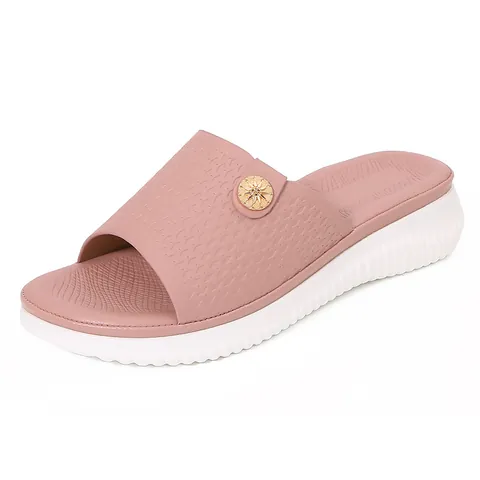 Women Bohemian Platform Slippers Diamond Lattice Polyurethane Leather Slides Metal Buckle Thick Sole Casual Beach Summer Shoes