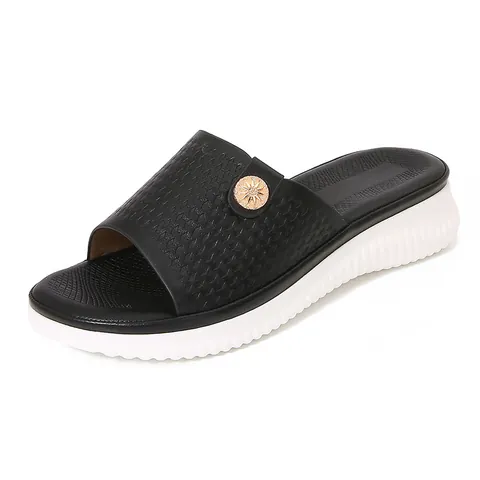 Sandales à Enfiler Bohème pour Femmes Matelassées Bande Élastique Semelle Épaisse Chaussures de Plage Été Décor de Fleur Solaire Sandales Plates