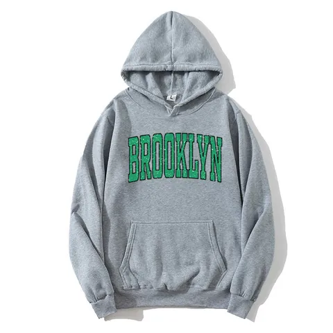 Women Brooklyn Letter Print Hoodie Oversized Casual Long Sleeve Pullover Sweatshirt With Kangaroo Pocket Hooded Top Streetwear