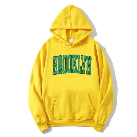 Women Brooklyn Letter Print Hoodie Oversized Casual Long Sleeve Pullover Sweatshirt With Kangaroo Pocket Hooded Top Streetwear