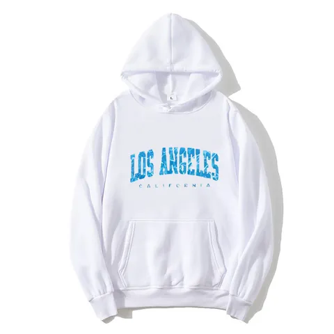 Damen Casual Los Angeles California Buchstaben Druck Hoodie Locker Langarm Pullover Sweatshirt Mit Kängurutasche