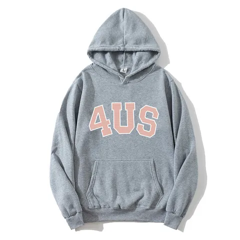 Γυναικείο Oversized Hoodie Με Επένδυση Fleece 4US Letter Print Φούτερ Με Κουκούλα Και Τσέπη Καγκουρό Casual Φθινόπωρο Χειμώνας Top