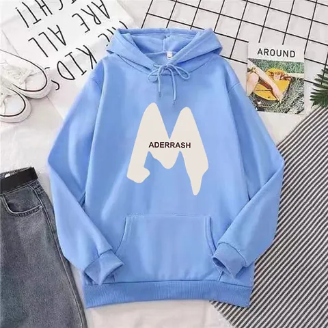 Sweat à Capuche Oversize pour Femme Doublé en Polaire Pull d'Hiver Aderrash Imprimé Lettres Poche Kangourou Décontracté