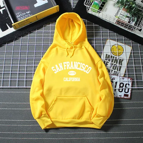 Γυναικείο Oversized Φούτερ Με Κουκούλα San Francisco California Γράμμα Τύπωμα Μακρύ Μανίκι Χαλαρό Πουλόβερ Με Τσέπη Καγκουρό