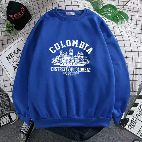 Felpa da Donna Girocollo Larga Foderata in Pile Manica Lunga Top Stampa Architettura Grafica Colombia Casual Retro Streetwear Pullover