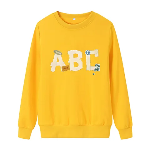 Sweat-shirt Femme Décontracté à Col Rond et Manches Longues Imprimé Lettre ABC Haut Pullover Large pour Mode Printemps Automne