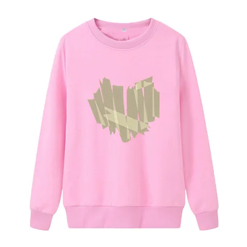 Sweat-shirt Décontracté à Col Rond pour Femmes Manches Longues Coupe Ample Pull en Polyester Avec Imprimé Cœur Ruban