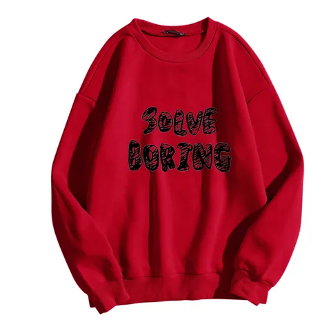 Dames Casual Lange Mouw Sweatshirt Letter Print Ronde Hals Dropshoulder Pullover Losse Pasvorm Polyester Streetwear Top
