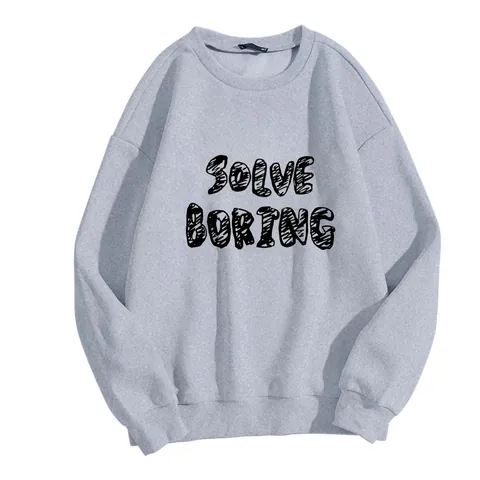Dames Casual Lange Mouw Sweatshirt Letter Print Ronde Hals Dropshoulder Pullover Losse Pasvorm Polyester Streetwear Top