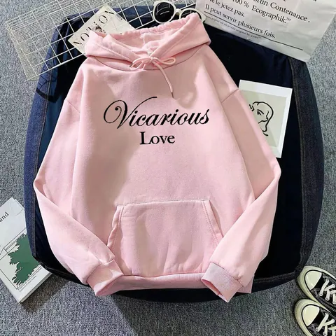Women Casual Fleece Lined Hoodie Oversized Sweatshirt Letter Print Kangaroo Pocket Long Sleeve Hooded Pullover Top