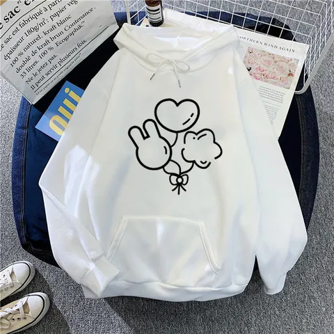 Women's Casual Fleece Lined Hoodie Oversized Cartoon Balloon Print Pullover Long Sleeve Sweatshirt With Kangaroo Pocket