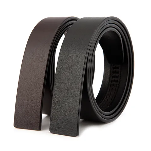 Men's Top Grain Cowhide Leather Belt Body Business Casual Automatic Buckle Strap Without Buckle Black Brown Genuine Leather