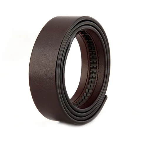 Men's Top Grain Cowhide Leather Belt Body Business Casual Automatic Buckle Strap Without Buckle Black Brown Genuine Leather