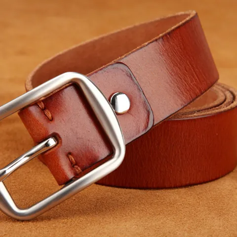 Men Genuine Leather Belt First Layer Cowhide Retro Washed Waistband With Stainless Steel Pin Buckle Casual Business Style