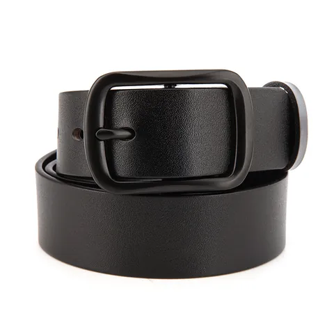 Men Top Grain Cowhide Leather Belt Business Casual Minimalist Alloy Pin Buckle Fashion Waist Strap For Trousers Suits Jeans