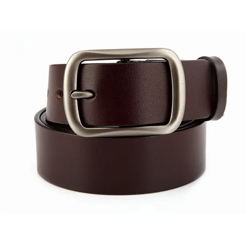 Men Retro Genuine Leather Belt Top Grain Cowhide Casual Business Waist Belt With Alloy Pin Buckle For Jeans Solid Color