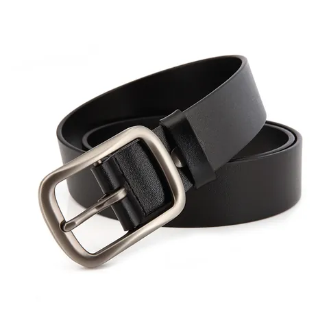 Men Retro Genuine Leather Belt Top Grain Cowhide Casual Business Waist Belt With Alloy Pin Buckle For Jeans Solid Color
