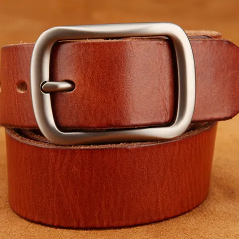 Men Retro Genuine Leather Belt Top Layer Cowhide Waist Strap With Alloy Pin Buckle Classic Washed Leather Belt For Jeans