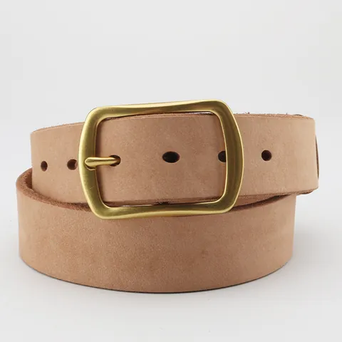Men's Top Grain Cowhide Leather Belt With Vintage Copper Pin Buckle Casual Business Jeans Waistband Handmade Leather Belt
