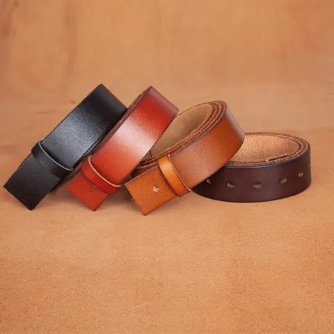 Vintage Full Grain Cowhide Men's Belt Strap Without Buckle Washed Genuine Leather Replacement Waist Belt For Men Daily Casual
