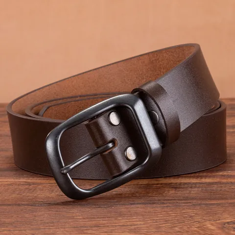 Men's Vintage Top Grain Cowhide Leather Belt Casual Pin Buckle Genuine Leather Waistband For Jeans Daily Versatile Simple Style