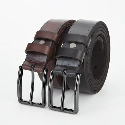 Men's Vintage Genuine Cowhide Leather Belt Alloy Pin Buckle Handmade Casual Waist Belt For Jeans Business Everyday Wear