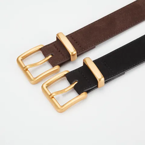 Cintura da Donna in Pelle di Vacchetta Stile Retrò Maillard Casual Versatile in Crosta di Pelle Con Fibbia ad Ardiglione in Lega per Jeans