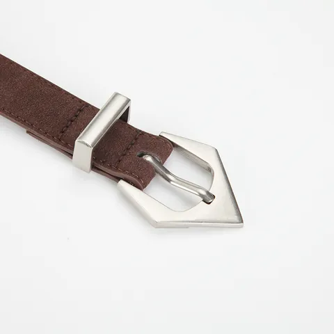 Cinturón para Mujer de Cuero de Vaca Dividido Textura de Gamuza Minimalista Cintura Decorativa Para Jeans Con Hebilla Geométrica de Aleación