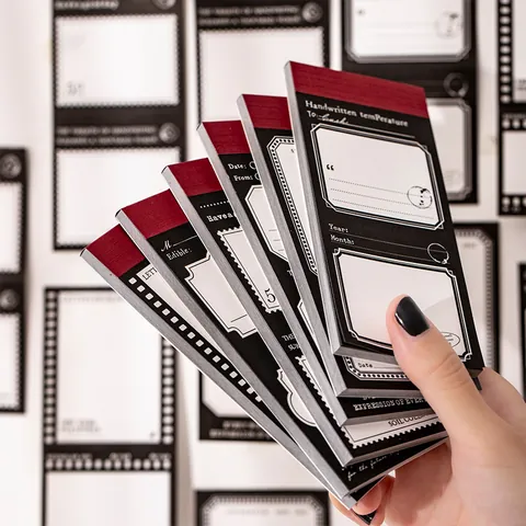 Blocco Note Vintage in Carta Kraft Bianca Stile Film per Scrapbooking Carta Decorativa DIY Materiale per Diario Bianco e Nero