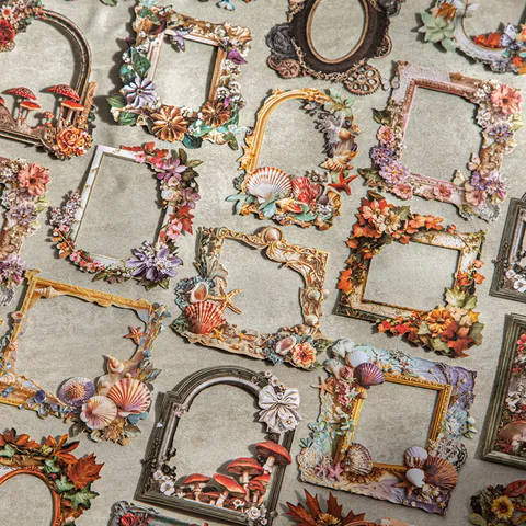 Vintage Hollow Out Embossed Hard Cardstock Decorative Frames For Scrapbooking DIY Journaling Material Junk Journal Background Cards