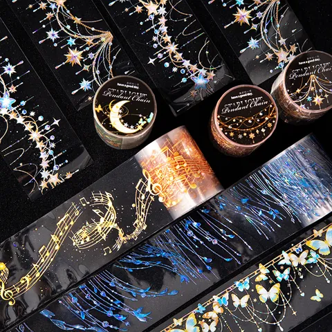 Starlight Pendant Chain Series PET Decorative Tape Vintage Butterfly Musical Note Stamping Scrapbook DIY Sticker Tape