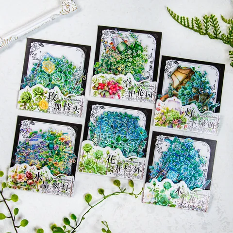 PET 3D Silver Stamping Stickers Greenery Floral Series Vintage Flower Chandelier Decorative Decals For Scrapbooking Journaling