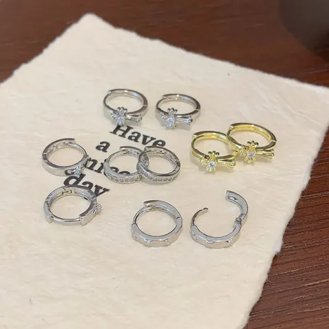 Zirconia Butterfly Cross Copper Ear Buckle Earring Set For Women Temperament Fashion Versatile Zircon Earrings Gold Silver Jewelry