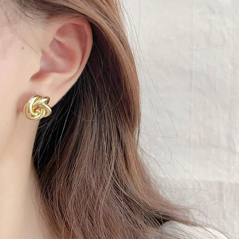 Minimalistische Knoten Kreis Ohrstecker Mit 925 Sterlingsilber Ohrstecker-Stift Gold Silber Galvanisierte Legierung Geometrischer Schmuck Für Damen Geschenk
