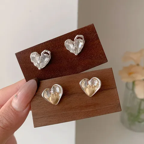 Minimalistische Legierung Herz Schleife Ohrstecker Mit 925 Sterlingsilber Ohrstecker-Stift Gold Silber Zirkonia Ohrringe Damen Schmuck