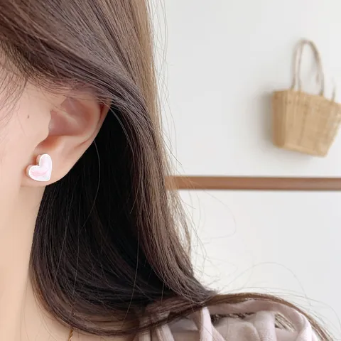 Heart Bow Flower Stud Earrings With 925 Sterling Silver Earring Post Enamel Artificial Pearl Rhinestone Elegant Jewelry For Women