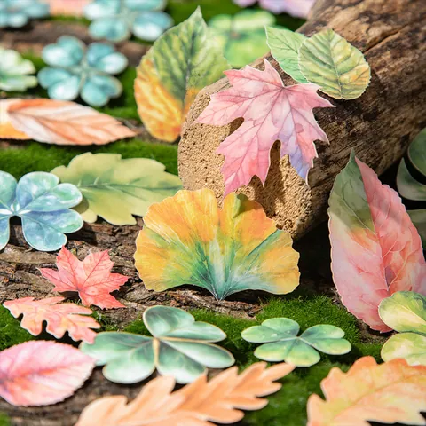Blad Landschap Aquarel Wit Kraftpapier Stickers Voor Journal Scrapbooking DIY Decoratie Esdoorn Ginkgo Monstera Klaver Bladeren