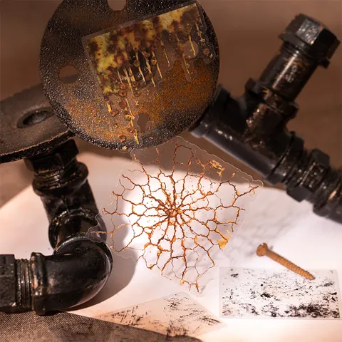 Pegatinas PET Textura Industrial Vintage Estilo Mottled Rust Cracking Para Diario DIY Scrapbooking Decoración Artesanal