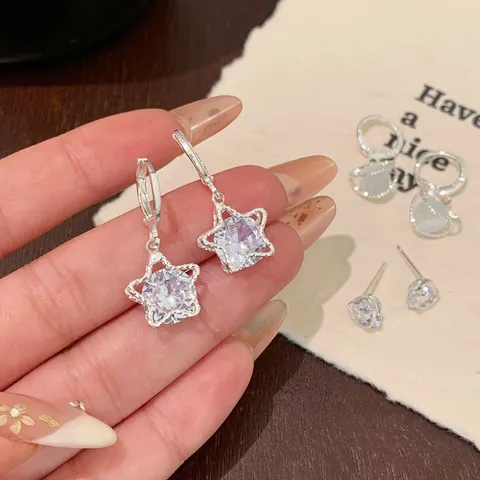 Minimalist Zirconia Star Heart Butterfly Stud Earrings With 925 Sterling Silver Earring Post Faux Artificial Pearl Jewelry For Women
